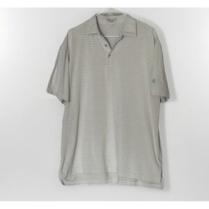 Peter Millar Southern Comfort Polo Shirt Mens Large White Pink Green Striped Gol